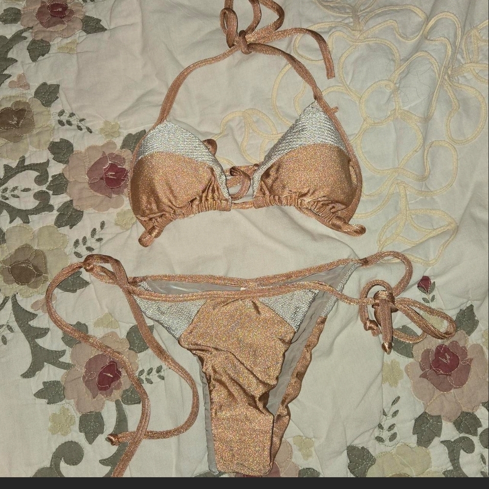 Shimmer Two-Tone Rose Gold Triangle Bikini Set